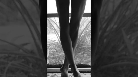 Nude Photoshoot Evie Black & White Silhouette at Window